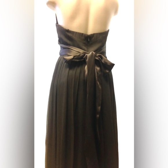 Maggy London Brown Cocktail Party Dress 8 Silk Chiffon Halter Top Empire Waist - Picture 4 of 8